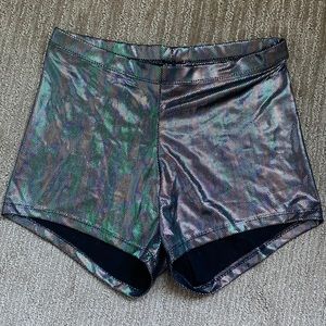 Shiny multicolor spandex shorts for rave, costume, dance